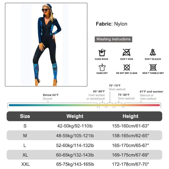 Full Body Swimsuit Rash Guard One Piece Long Swimwear w UV Sun Protection Medium - Picture 4 of 10